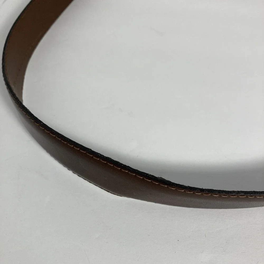 Claiborne Leather Belt Mens 42 Brown Gunmetal Buckle Handcrafted USA Classic‎